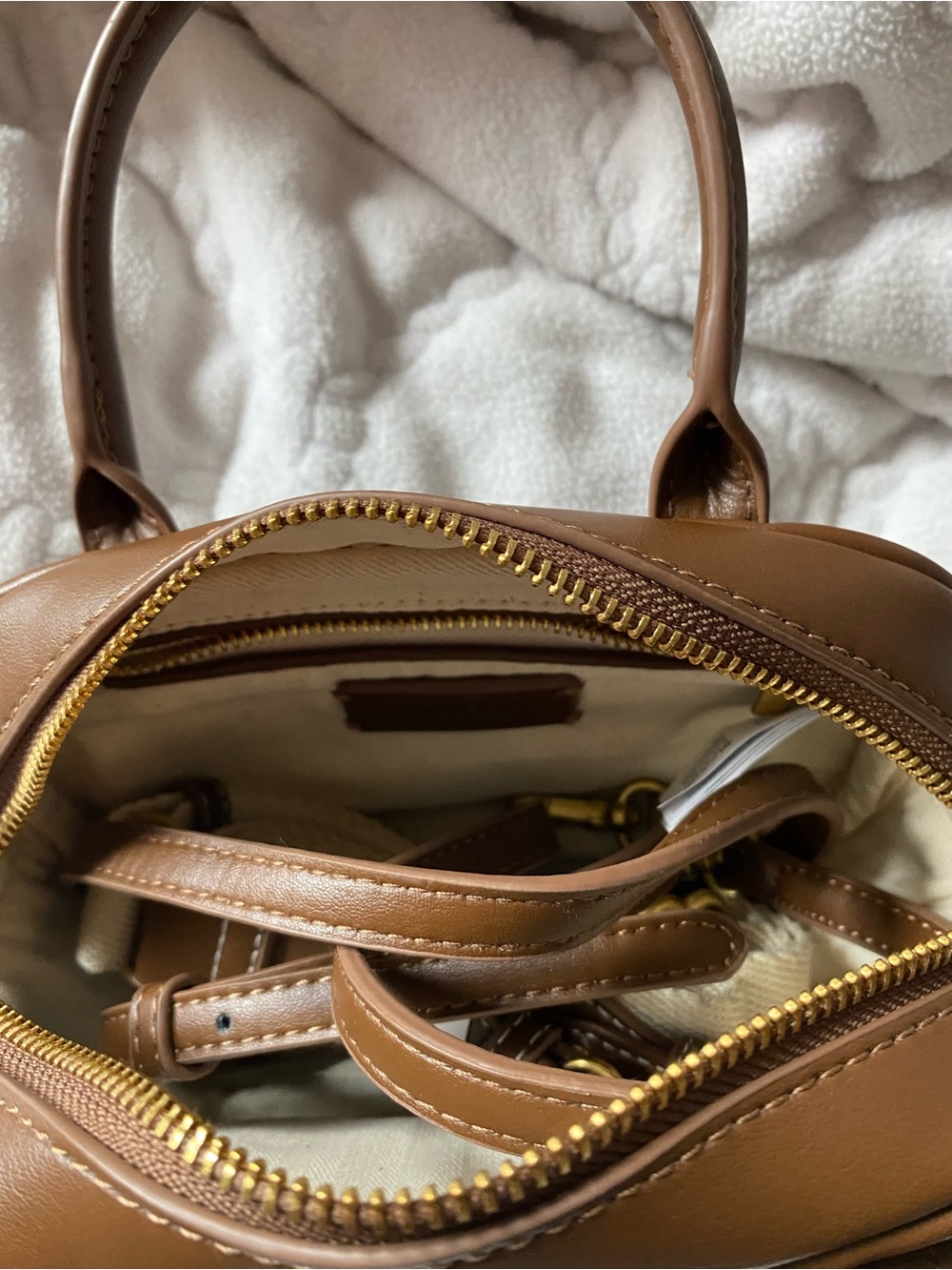Zara Brown Leather Crossbody Bag with Gold Hardware - Picture 6 of 6